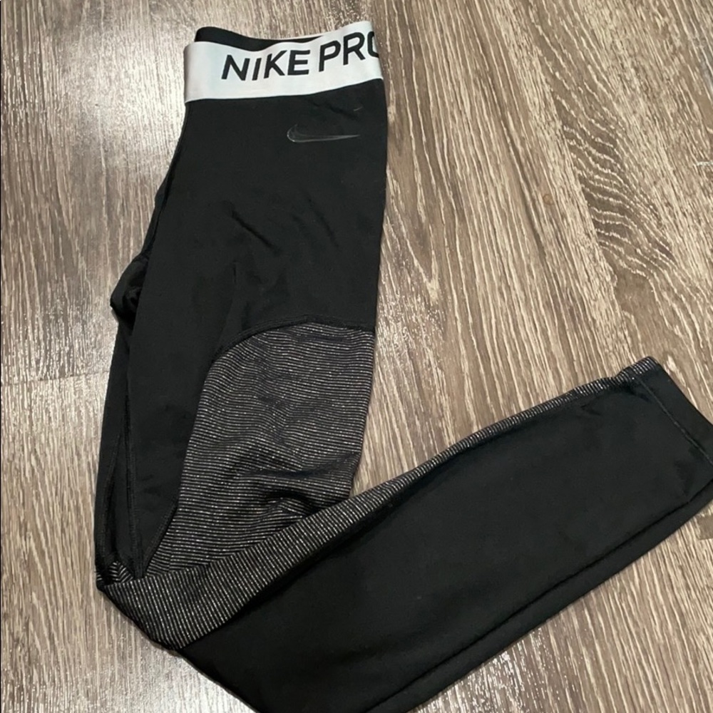 Black Glittery Nike Pro Leggings